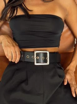 Princess Polly Lower Impact Blane Belt Black Black
