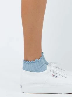 Princess Polly Ribbed Ruffle Socks Baby Blue Baby Blue