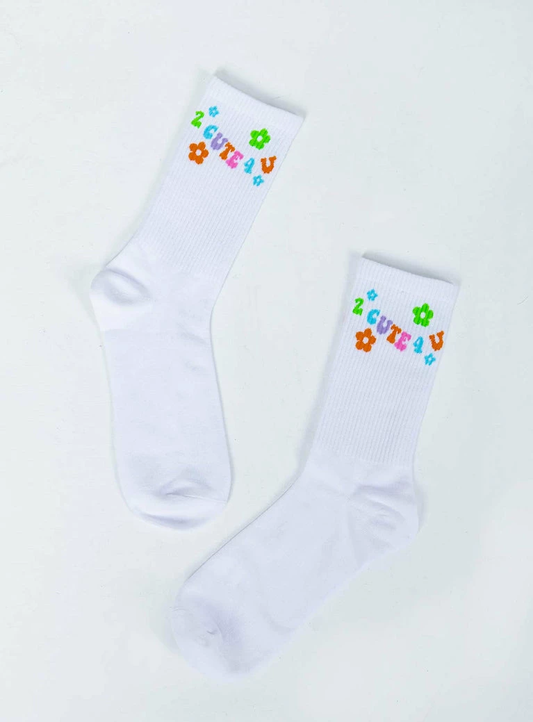 Princess Polly Lower Impact Too Cute Socks White / Multi White 7 Princess Polly Lower Impact Too Cute Socks White / Multi White - Image 5