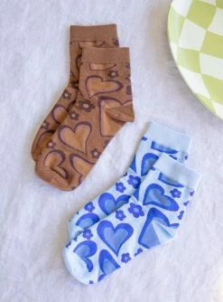 Princess Polly Skip A Beat Sock Pack Brown / Blue