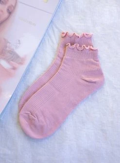 Princess Polly Ribbed Ruffle Socks Baby Pink Pink